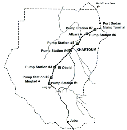 Map Of Sudans Oil Pipeline And Pump Stations 